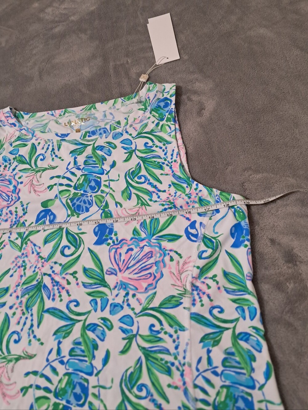 Lilly Pulitzer Luxletic Floral Renay UPF 50+ Tank Top Resort White Sz. L - Picture 7 of 8